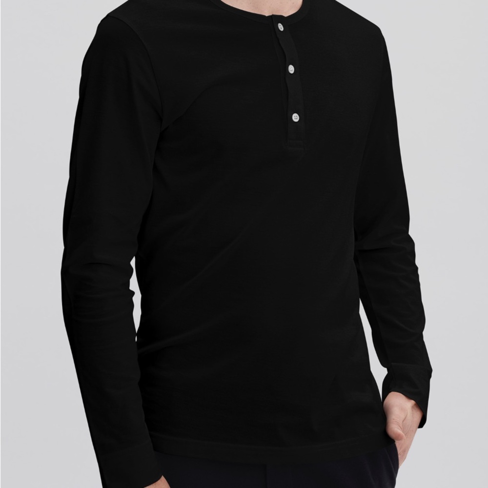 Håndvævrk Long sleeve Henley - Black 3 buttons